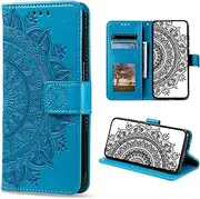 [CASEONJAN] Mobile Phone Case for Oppo Find X5 Pro 5G Case, PU Leather Flip Case [Card Slot], Flip Wallet Case Mobile Phone Case Embossing Protective Case for Oppo Find X5 Pro 5G (Blue)