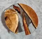 Coffee Table ,Round Clear Epoxy Table Top, Acacia Wood Table, River Table Decor