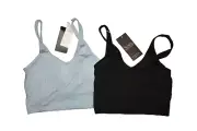 Sunm Botique Sports Bra W built in Short Tank Blue & Black Size X-Small XS NEW
