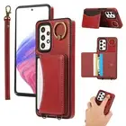 For Samsung Galaxy A73 A55 A54 A22 A15 Shockproof Case w/ Back Card Holder+Ring
