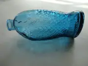 Wheaton, NJ 8" Fish Shaped Teal Turquoise Bottle, Dr. Fischer’s Bitters