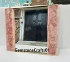 Rose Quartz Stone Wall Hanging Mirror, Agate Crystal Stone Mirror Christmas Gift