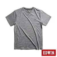 在飛比找樂天市場購物網優惠-EDWIN 涼感V領LOGO短袖T恤-男款 麻灰色 #503