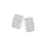 Silver Wide Pave Cz Huggies in Clear
