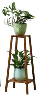 2Tiers Bamboo Plant Stand Corner Rack Ladder Shelf Flower Pot Holder for Balcony