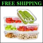 Oven and Microwave Safe 6-Pack Glass Storage Containers with Leak-Resistant Lids