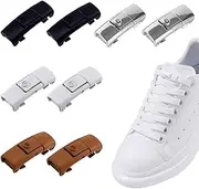 4 Pairs Shoelaces Buckle Lock Alloy Shoelace Connector No Tie Shoe Lace Fastener for Stopping Running Sports School and Work Shoes Laces Coming Undone, Multicolour, L