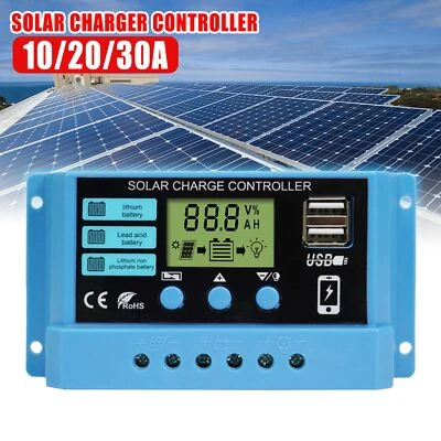 10A/20A/30A Solar Charger Controller PWM Battery Charge Regulator Panel 12V 24V