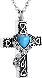 BIAIHQIE Cross Stainless Steel Cremation Jewelry Pendants Urn Necklace for Ashes Holder Keepsake Jewelry