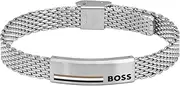 [BOSS] Men's Alen Ionic plated 1580611 Link Bracelet, SILVER, One Size