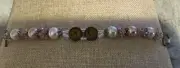 Pink Pearl & Swarovski Crystal Cluster Typeset Beaded Sterling XO Bracelet 8”