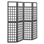 vidaXL 4-Panel Room Divider/Trellis Solid Fir Wood Black 161x180 cm HFE AU