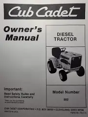 Cub Cadet CCC 882 Diesel Super Lawn Garden Tractor Owners Manual Kubota D600B