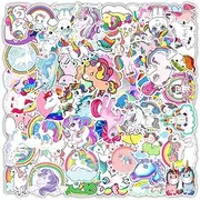 HSIXHAF Pack of 50 Bicycle Stickers, Reflective Unicorn Stickers, Aesthetic Car Stickers, Waterproof Graffiti Unicorns Vinyl Bicycle Stickers, Skateboards Helmet, for Children's Bicycles and Scooters