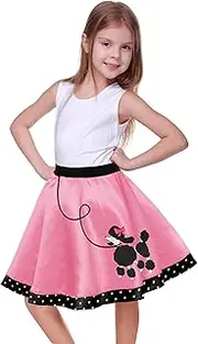 [FAYBOX] 50s Outfit for Girls,Girls Poodle Skirts 50s Costumes for Halloween