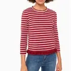 Women’s new Kate Spade red stripe fringe knit top size Small S