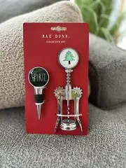 NEW Rae Dunn Christmas Tree Holiday Spirit Corkscrew Wine Stopper Party Gift Set