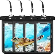 JOTO Universal Waterproof Pouch Phone Dry Bag Underwater Case for iPhone 14 13 12 11 Pro Max Mini Xs XR X 8 7 6S Plus SE, Galaxy S21 S20 S10 Plus Note 10+ 9, Pixel 4 XL up to 7" -4 Pack,Black