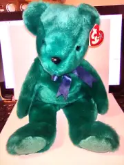 Ty Beanie Buddies "Teddy" The Teal Bear 14” Plush Stuffed Toy 2000 NWT