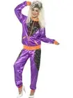Retro Shell Suit Costume, Purple 80's Halloween Party Fancy Dress Costume