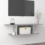 Wall Mounted TV Cabinet, Concrete Grey Floating Entertainment Center for Living Room, Durable Media Storage Unit