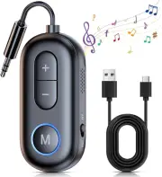Bluetooth 5.4 Car Adapter AUX Receiver [Stronger Dual Mics & Noise Cancellation
