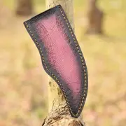 Handmade fixed blade knife leather sheath Fish Engraved Knives Holster