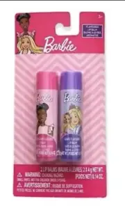 BARBIE Lip Balm Cotton Candy & Grape Flavored Lip Balms 2 pk