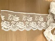 Vintage Lace Border Sewing Trim Beige Cream Scalloped Floral 2 Yards 32 Inches