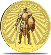 Put on The Full Armor of God Challenge Coin - Zinc Alloy Pocket Token, 3D Engraved Spiritual Protection Collectible, Inspirational Christian Gift for Faith, Military, and Daily Encouragement