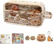 Capybara Wide Opening Mouth Pouch,1Pc Cute Capybara Pencil Case,Capybara Pencil Case Cute Pencil Case Aesthetic Capybara Pencil Box,Capybara Aesthetic Pencil Case,Transparent Capybara Cute Pencil Case