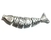 Worry Fish Pendant Greek Silver-Plate #234 (1) 6-Piece Fish Antiqued Silver Bead