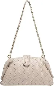 [Hzxsny] Woven Clutch Purse Shoulder Bag for Women Soft Tote Bag Shell Handbag Crossbody Bags Vegan Leather Shoulder Underarm Bag 2025, Beige1, free