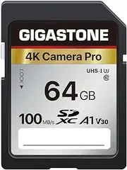 Gigastone 64GB SD Card V30 SDXC Memory Card High Speed 4K Ultra HD UHD Video Compatible with Canon Nikon Sony Pentax Kodak Olympus Panasonic Digital Camera