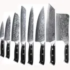 8Pcs TURWHO Chef Knife Set Japan VG10 Damascus Steel Kitchen Knives Chopper Set