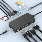 Microsoft USB C Surface Dock with Power Supply-12 in 1 MS Surface Docking Station Triple Display 2 HDMI+VGA for Surface Pro 11/10/9/8/X/7, Surface Laptop 7/6/5/4/3, Surface Laptop Go 3/2,Laptop Studio
