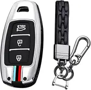 KUNIO Key Case Suitable for Hyundai Kona Hybrid for Kona N Fits Hyundai I30 Fastback i30N Protective Case Metal Housing Key Cover Key Fob 3 Buttons A Silver