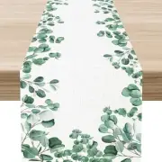 Farmhouse Table Runner, Green Eucalyptus 13x36" Table Runner Eucalyptus-5