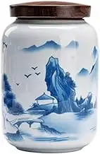 Potteryceramic jar Tea Canister Retro Landscape Ceramic Sealed Tea Storage Tea Canister Large Kitchen Storage
