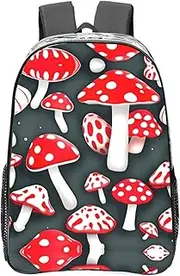 [DRTGEDS] Red White Mushroom Clear Backpack,High Capacity Clear Bag For Travel,Work,Festival, Concerts Women Men Unisex