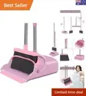 Stylish Pink Broom Dustpan Set with Eco-Friendly Materials & Comfort Grip
