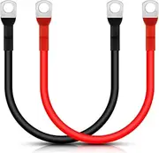 5 AWG Battery Cable 5AWG Gauge Pure Copper 12'' Battery Inverter Cables with 5/16'' Lugs Both Ends Power Inverter Wire Set for Automotive Solar Marine Boat RV Car Motorcycle Red and Black