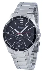 Casio Enticer Analog Quartz Black 24 Hours Sub Dial MTP-1374D-1AV 50M Mens Watch