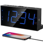 Digital Dual Alarm Clock for Bedroom, Large Display Bedside with Battery Back...