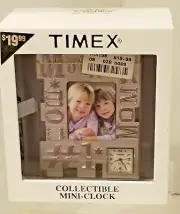 Timex Collectible Mini-Clock #1 MOM Silver-tone Clock/Picture Frame NIB 3.5"