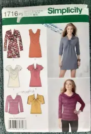 Simplicity Pattern 1716 Misses' Knit Mini Dress Tunic &Top Sewing Project (H)