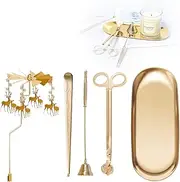 UCINNOVATE 5 in 1 Candle Accessory Set - Spinning Candle Holder, Candle Wick Trimme, Candle Snuffer, Candle Wick Dipper, Storage Tray Plate, for Candle Lovers, Wedding, Christmas (Deer)