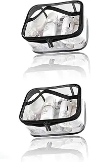 [Generic] Honwor Travel Essential: 2-Pack Clear Waterproof Toiletry Bags with Handle & Zipper - Stay Organized & Stylish On-The-Go