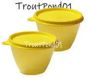 TUPPERWARE Refrigerator Bowls 14 oz Yellow Leftovers Nesting Stacking Set 2