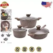 Durable Non-Stick Cast Aluminum Cookware Set with Bakelite Handles - 6 Piece